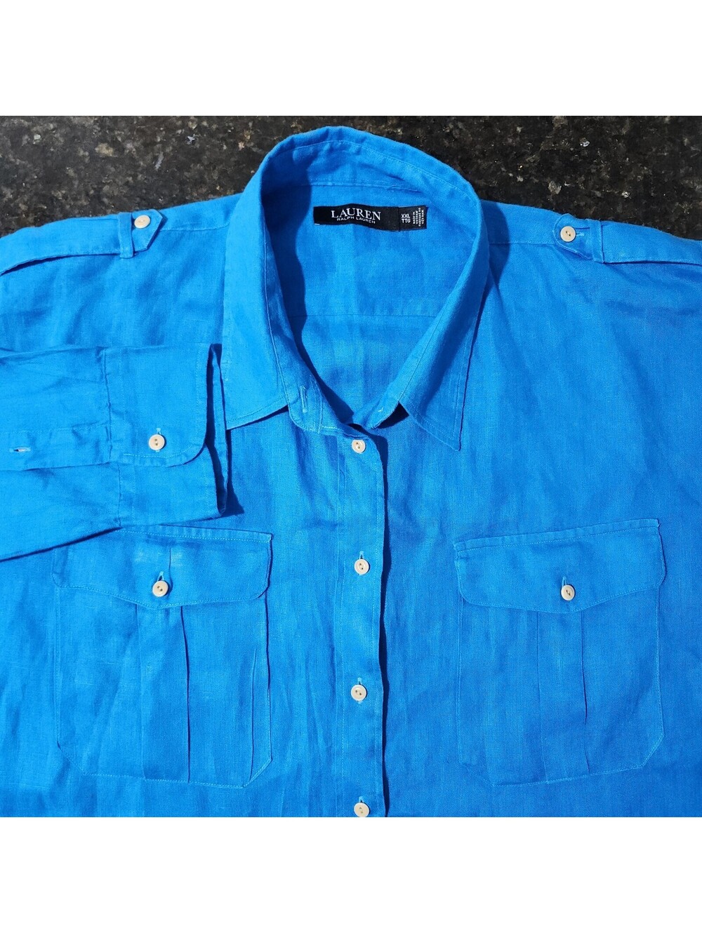 Ralph Lauren Black Label 100% Linen Button Up Outdoor Summer Beach Mens XL